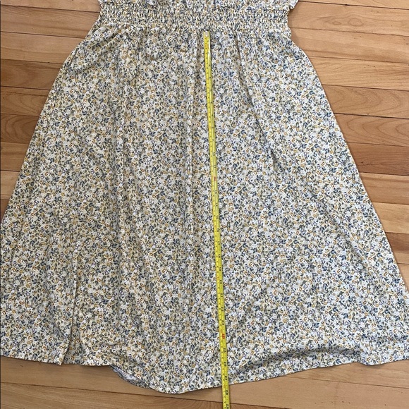 Yellow Floral Faux Wrap Midi Dress - Picture 7 of 7